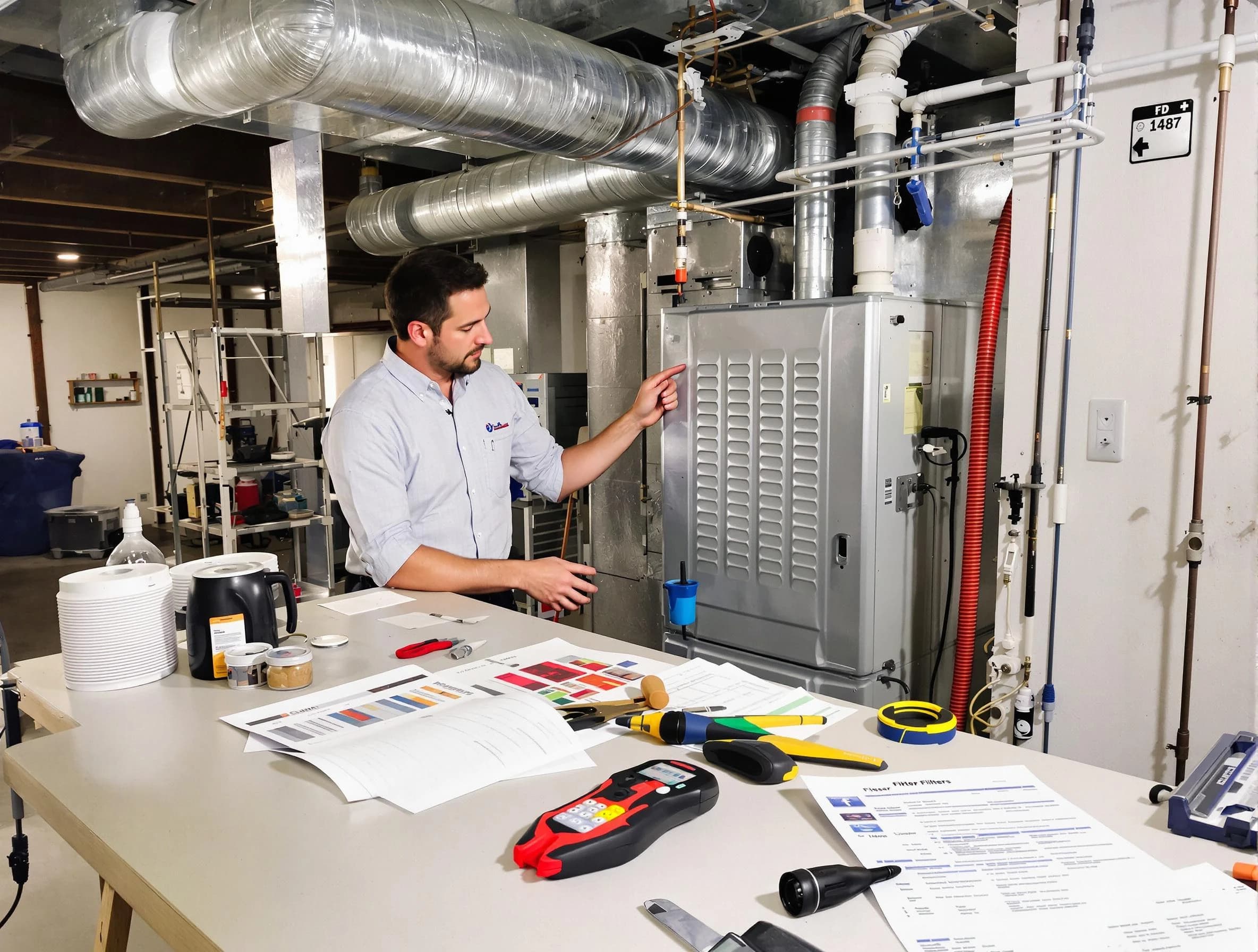 Fairmount Air Duct Cleaning inspector conducting detailed filter system evaluation using professional diagnostic tools in Fairmount